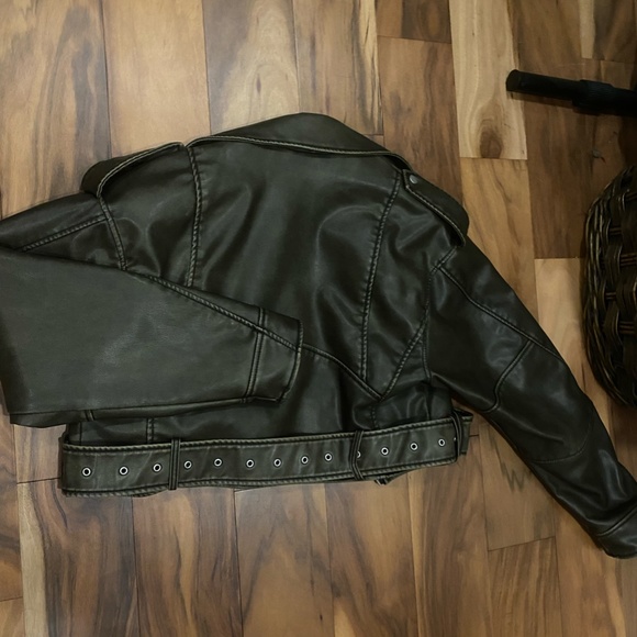 Zara Brown Leather Jacket - Picture 2 of 3